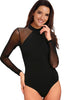 Entrancing Black Mesh Long Sleeve Bodysuit