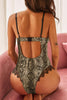 Spaghetti Strap Backless Leopard Printed Teddy