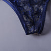 Blue Sheer Lace Mesh Cutout 2pcs Conjunto de lencería
