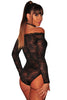 Black Long Sleeve Off Shoulder Lace Bodysuit