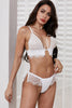 White Eyelash Trim Lace Bralette Set