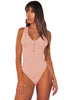Apricot Ribbed Knit Button Up Tank Bodysuit