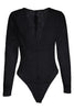 Black Deep V-Neck See Through Skinny Lace Bodysuit
