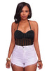 Black Striped Mesh Bodysuit