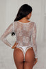 White Underwire Floral Lace Long Sleeve Bodysuit