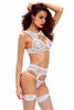 Seductive White Lace Bralette Garter Set