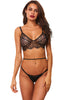 Black Sexy Crochet Lace G-string Bra Set Lingerie