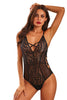 Black Front Lace Criss Cross Hollow-out Bodysuit
