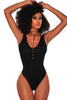 Black Ribbed Knit Button Up Tank Bodysuit