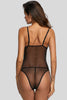 Black Lace Insert High Leg Bodysuit