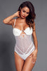 White Designful Underwire Lace Mesh Bodysuit