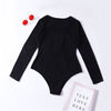 Black Long Sleeve Button Front Bodysuit