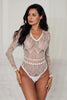 White Daring Sheer Lace Long Sleeve Bodysuit