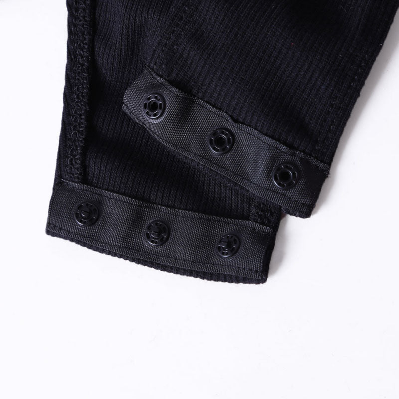 Black Ribbed Knit Long Sleeves Bodysuit