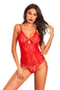 Red Front Lace Criss Cross Hollow-out Bodysuit