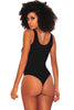 Black Ribbed Knit Button Up Tank Bodysuit