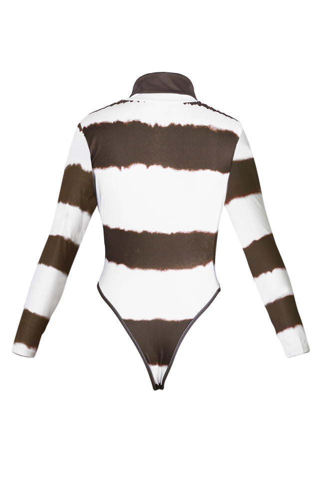 Color Block Tie Dye High Neck Bodysuit