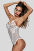 White Lace Insert High Leg Bodysuit