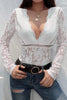 White Deep V-Neck See Through Skinny Lace Bodysuit