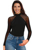 Entrancing Black Mesh Long Sleeve Bodysuit