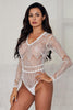 White Daring Sheer Lace Long Sleeve Bodysuit