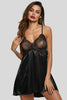 Black Gracie Satin and Lace Babydoll
