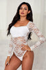 White Long Sleeve Lace Bodysuit