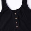 Black Ribbed Knit Button Up Tank Bodysuit