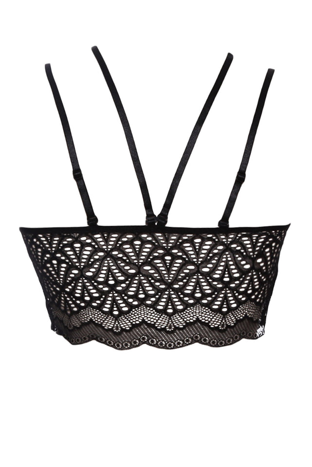 Bralette de encaje negro con tiras