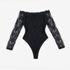Black Long Sleeve Off Shoulder Lace Bodysuit