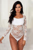 White Long Sleeve Lace Bodysuit