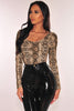 Multicolour Snake Print Long Sleeves Bodysuit