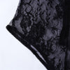 Black Long Sleeve Embroidery Lace Bodysuit