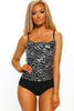 Night Fever Silver Metallic Zebra Print Cowl Neck Bodysuit