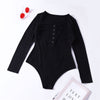 Black Long Sleeve Button Front Bodysuit