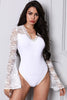 White Flare Lace Sleeve Ribbed Bodysuit