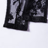 Black Long Sleeve Embroidery Lace Bodysuit