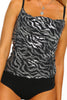 Night Fever Silver Metallic Zebra Print Cowl Neck Bodysuit